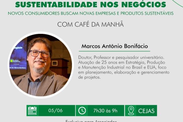Sustentabilidade nos negócios é tema de palestra para associados, dia 5