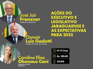 ACIJS recebe, dia 2, prefeito e presidente da Câmara para balanço do ano e projeções para 2025