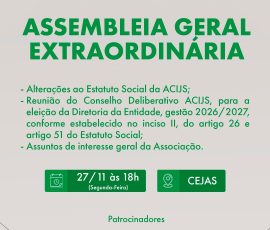 Associado: participe da Assembleia Geral Extraordinária ACIJS